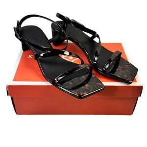 Katy Perry The Wandering Sandal Heel Women's 8M Black Multi Tortoise Block Heel‎